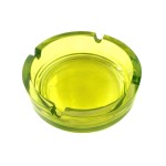 Round ashtray, made of glass, Selena, 10.5 cm, green color